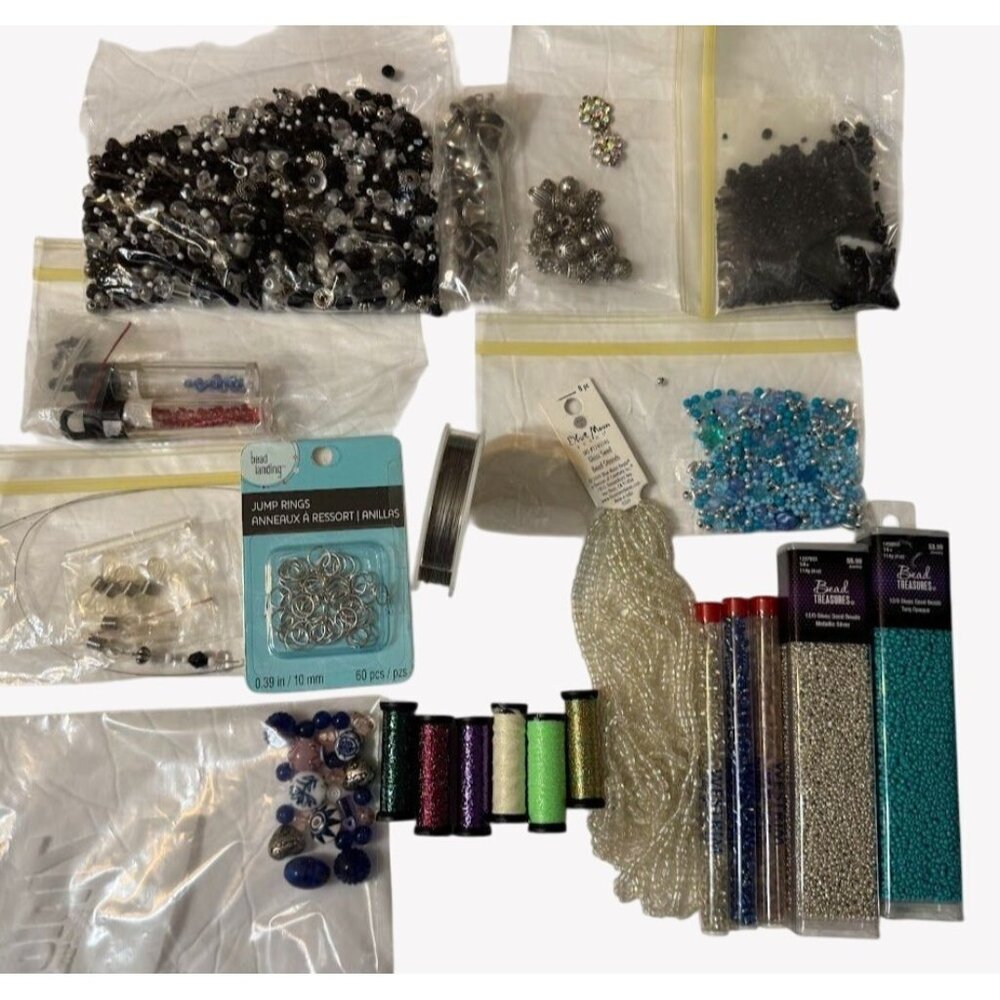 Jewelry Making Bead Supplies Bundle Jump Rings Wire Seed Beads Blending Filament